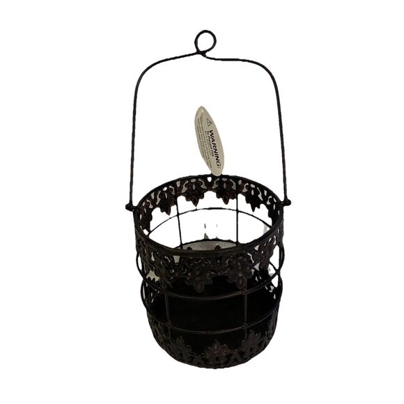 Candle Holder Made With Metal And Speckled Glass Insert. 2 Piece At. 5” X 5.5” - Picture 6 of 8